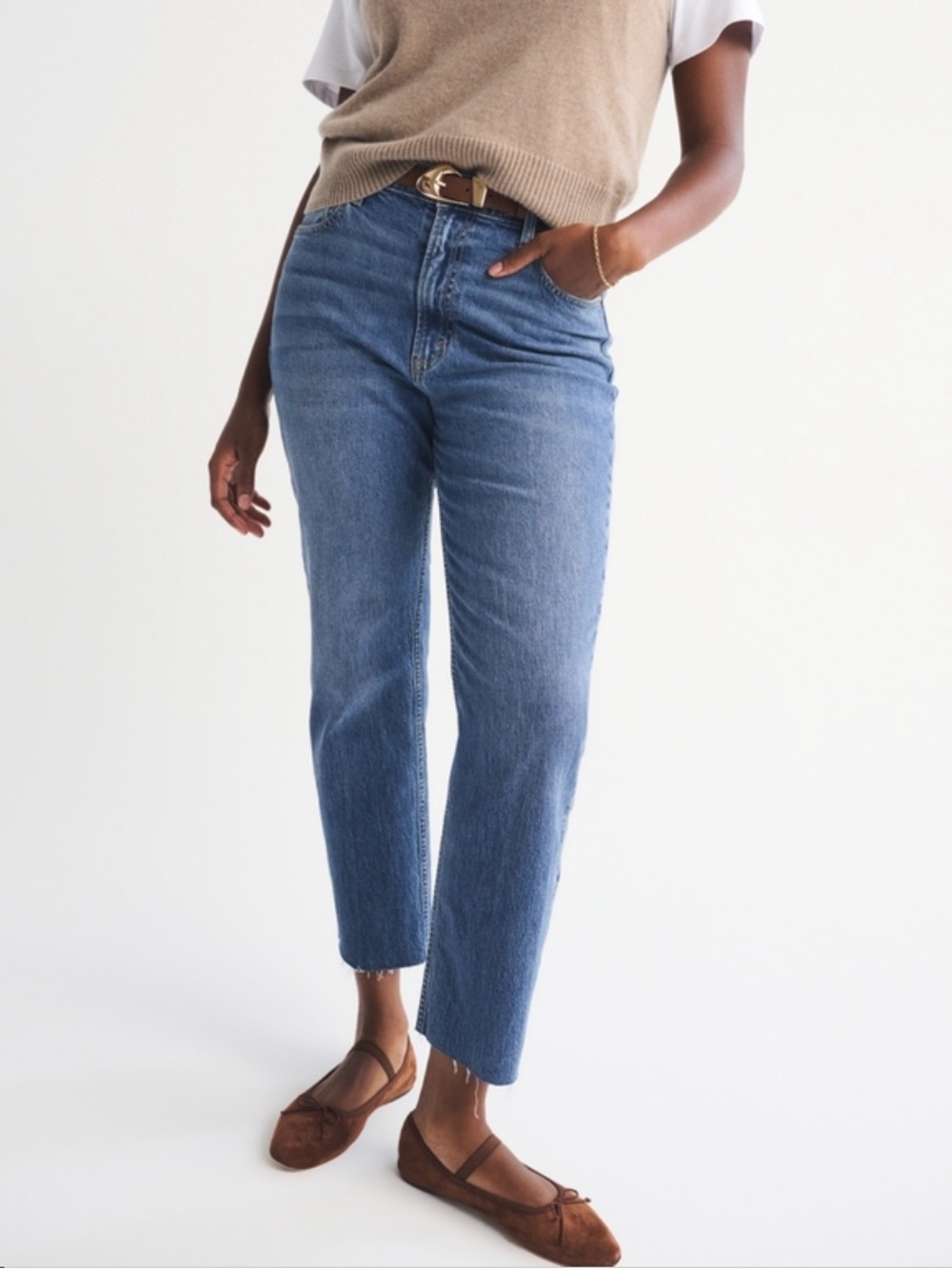 Abercrombie & Fitch Ultra High Rise Curve Love Ankle Straight Jean